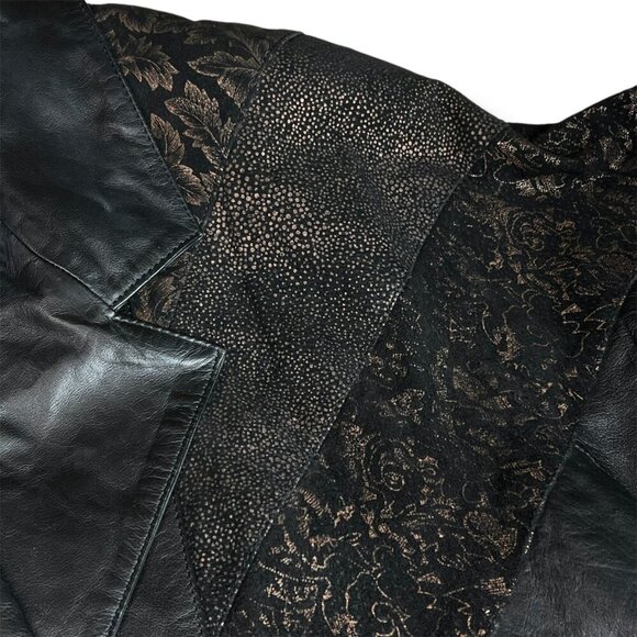 Vintage Jacqueline Ferrar Womens M Black Leather Trench Coat 80s 90s Full Length - Picture 4 of 9